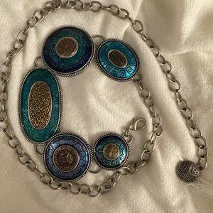 Chico's Blue and Silver Decorative Belt
